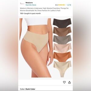 Wealurre 6 Pack Women’s High Waisted Seamless Thong Underwear Sz S